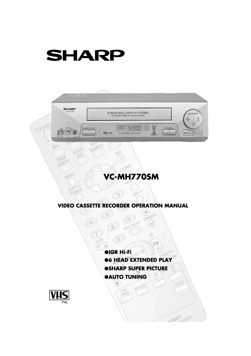Page n°1 - Manuel utilisateur Sharp VC-MH770SM
