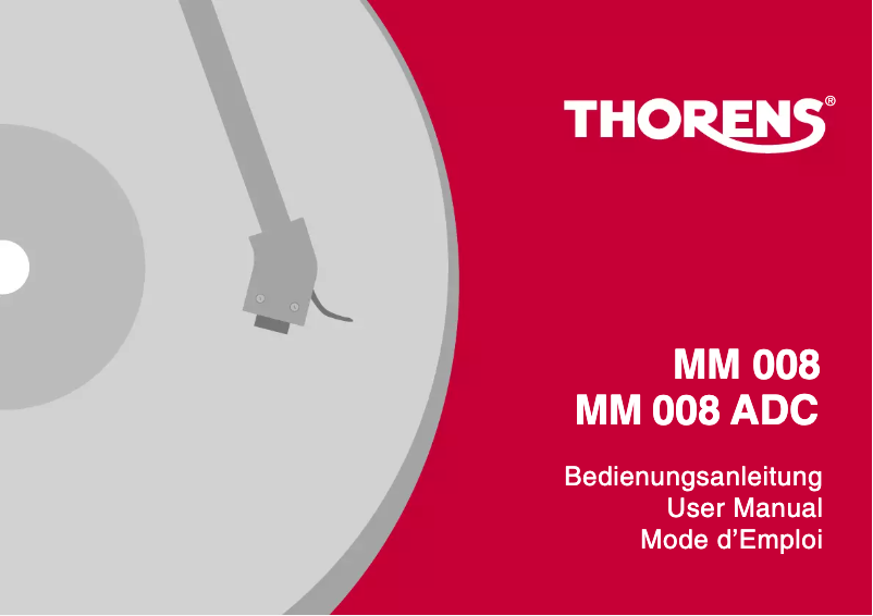 Page n°1 - Manuel utilisateur Thorens MM 008