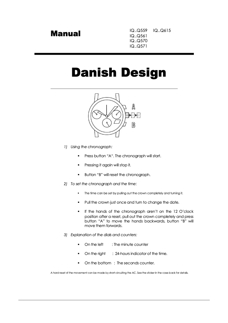 Page 1 de la notice Manuel utilisateur Danish Design Q671