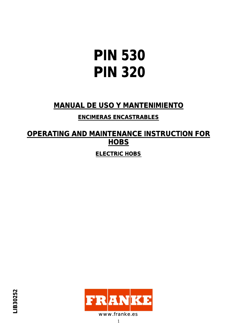 Page 1 de la notice Manuel utilisateur Franke 2 PIN 530