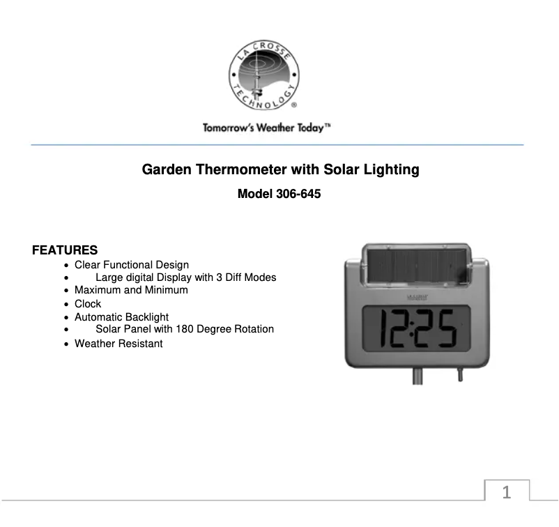Image de la première page du manuel de l'appareil 306-645