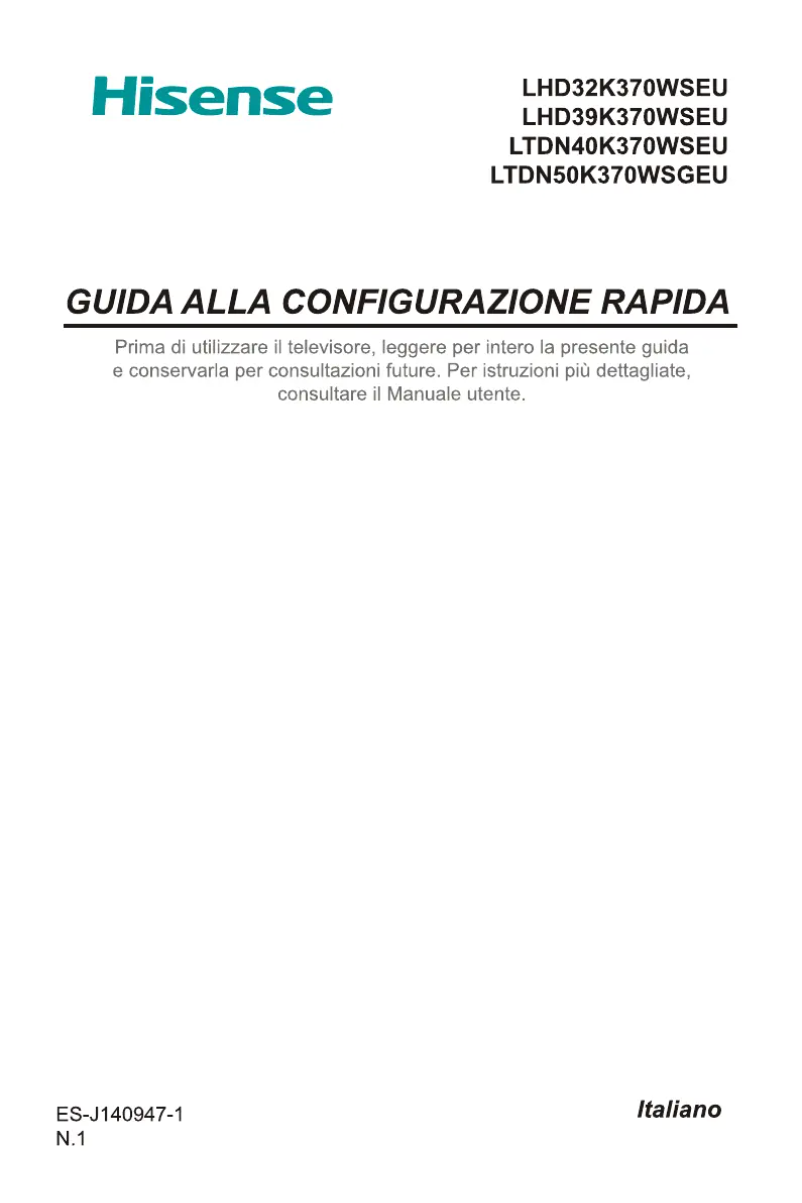 Page 1 de la notice Manuel utilisateur Hisense 50K370