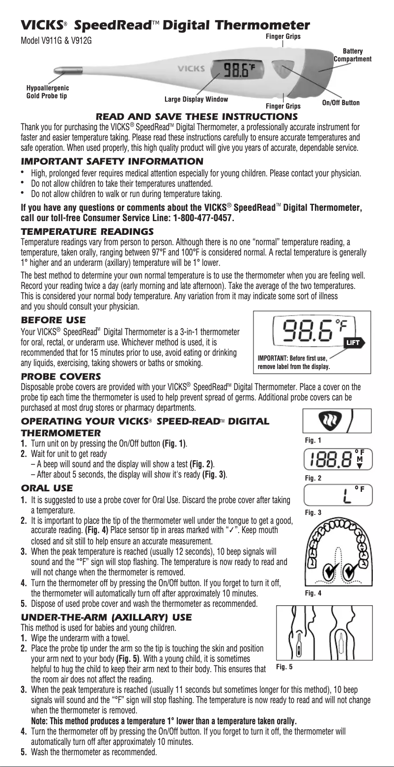 Page n°1 - Manuel utilisateur Vicks SpeedRead V912G