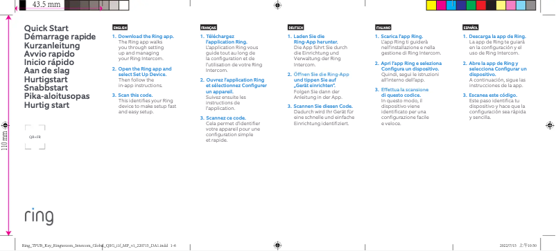 Page 1 de la notice Manuel utilisateur Ring Intercom