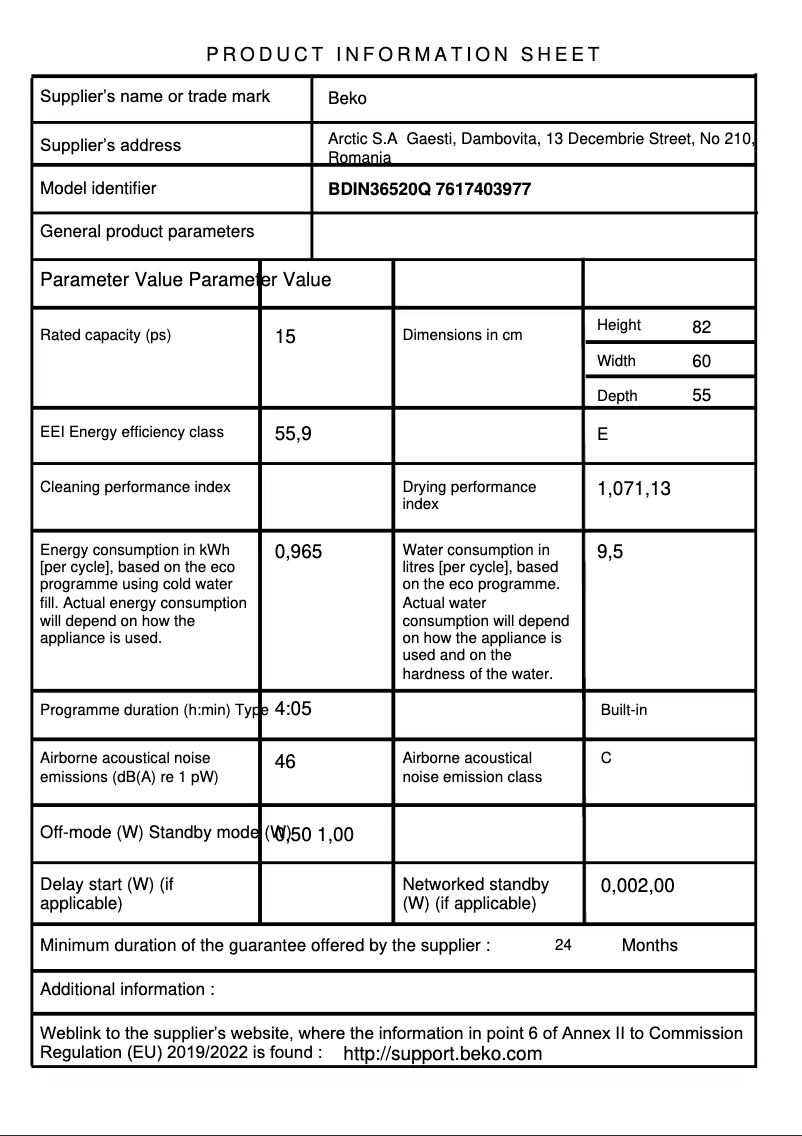 Image de la première page du manuel de l'appareil BDIN36520Q