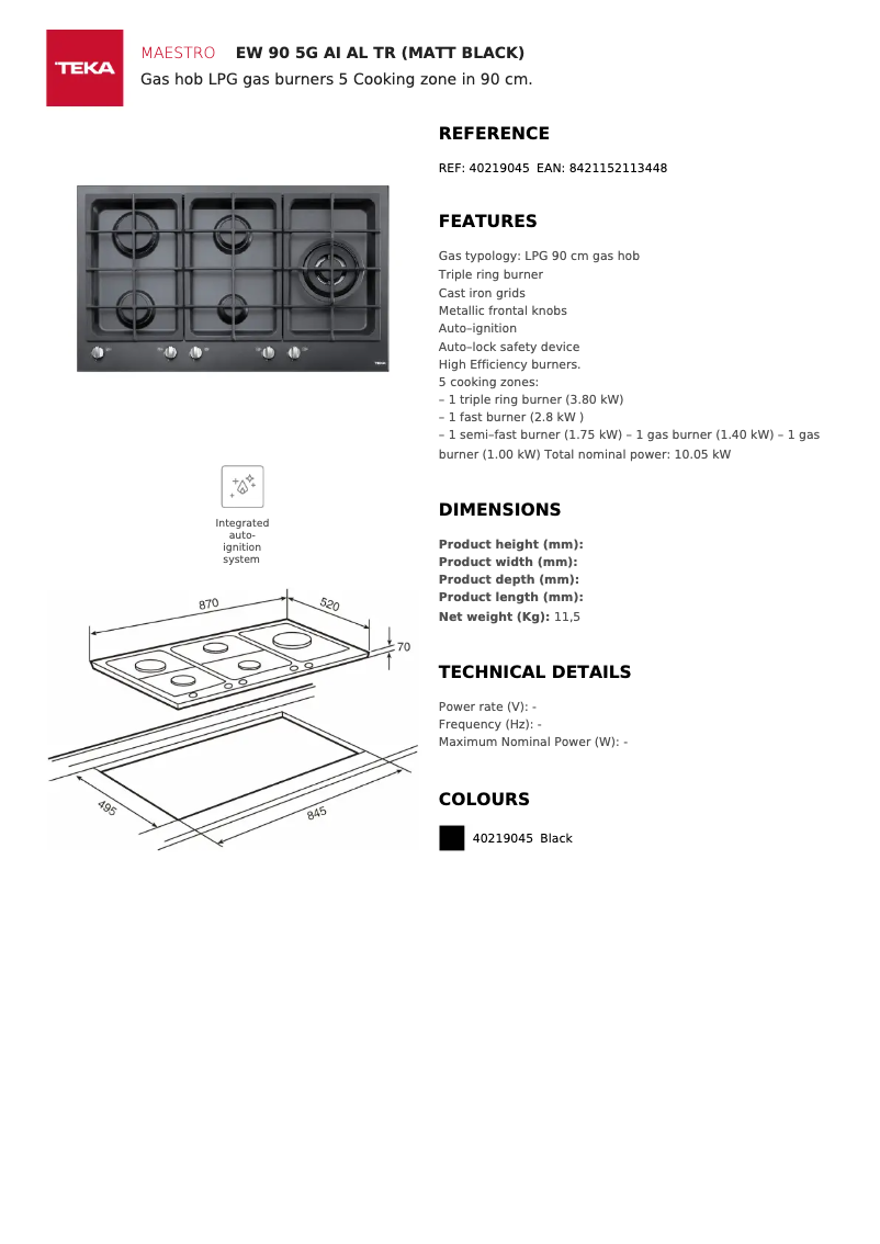Page n°1 - Manuel utilisateur Teka EW 90 5G AI AL TR