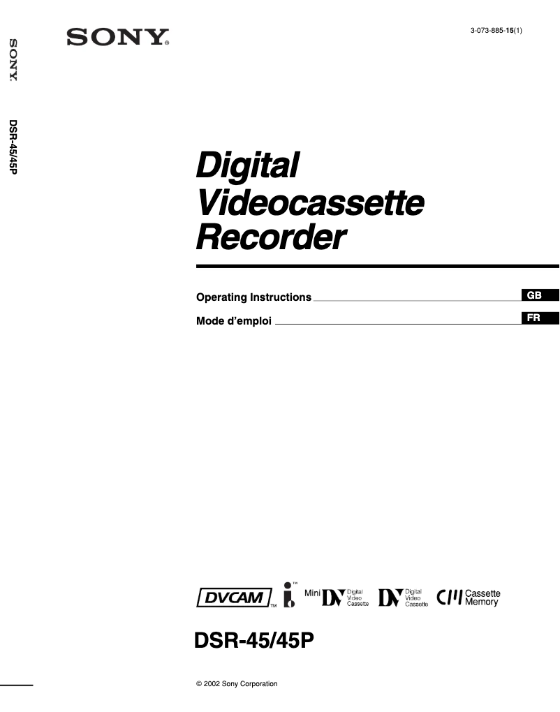 Page n°1 - Manuel utilisateur Sony DSR-45P
