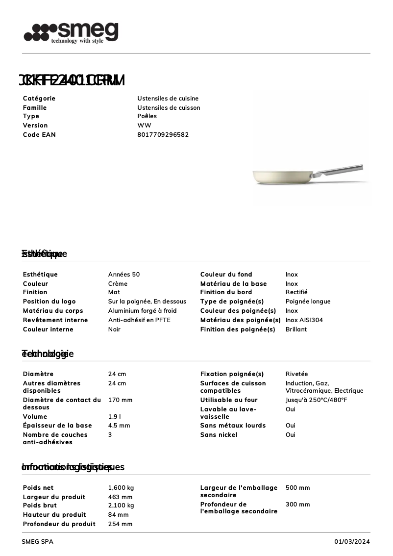 Page n°1 - Fiche technique Smeg CKFF2401CRM