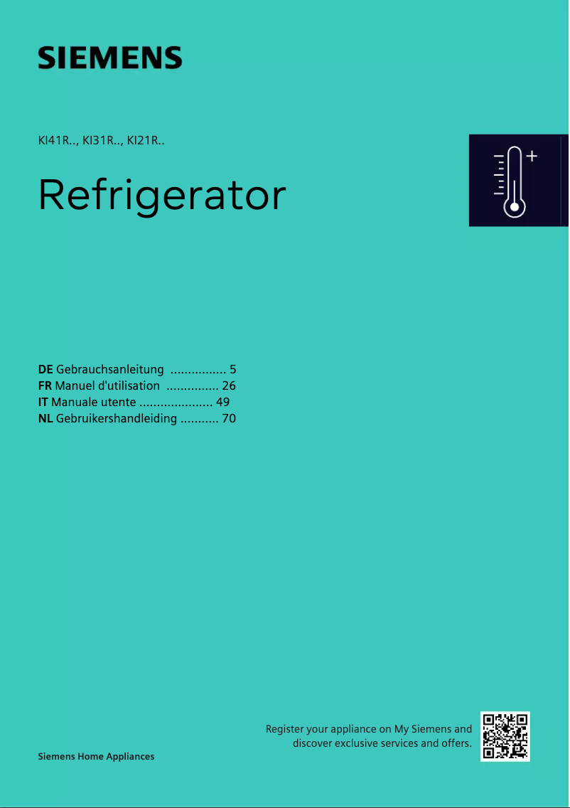 Page n°1 - Manuel utilisateur Siemens KI21RSDD1