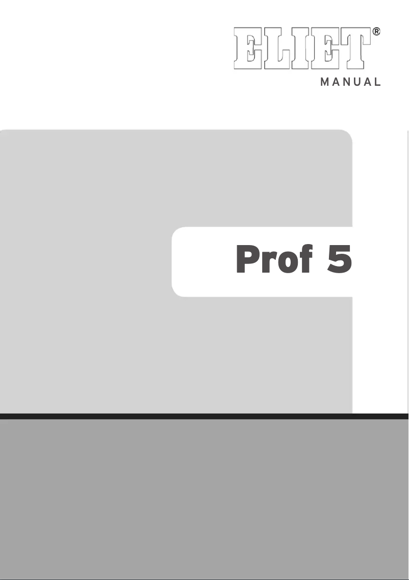 Page 1 de la notice Manuel utilisateur Eliet Prof 5
