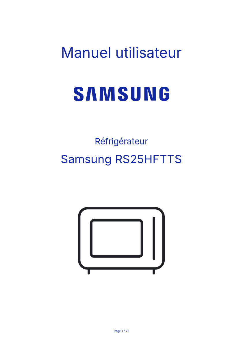 Image de la première page du manuel de l'appareil RS25HFTTS