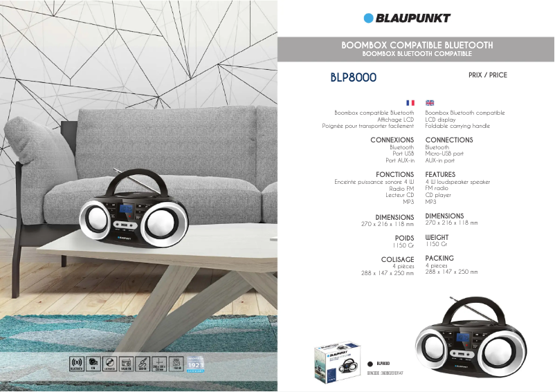 Page 1 de la notice Manuel utilisateur Blaupunkt BLP8000