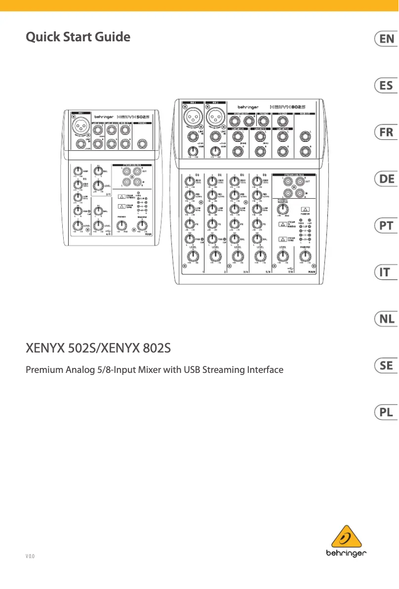 Page n°1 - Manuel utilisateur Behringer XENYX 802S