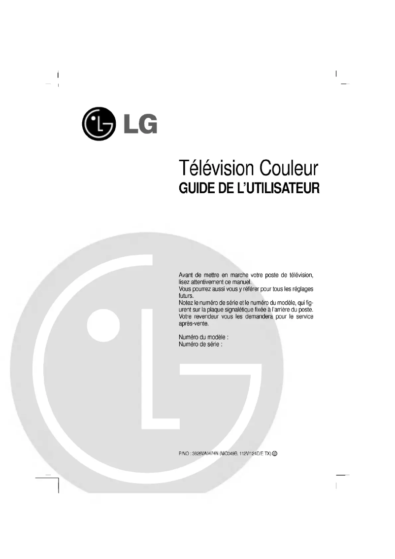 Page n°1 - Manuel utilisateur LG RT-21FB75VM