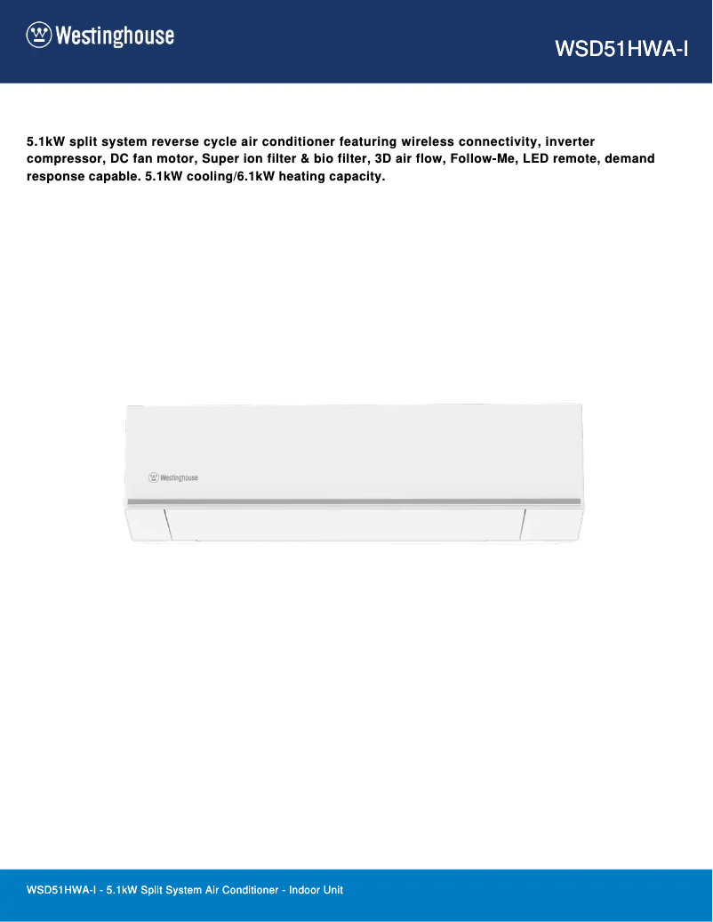 Image de la première page du manuel de l'appareil WSD51HWA-I