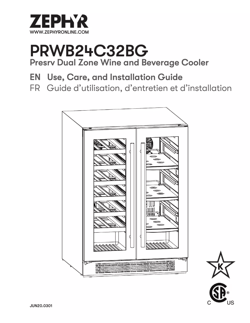 Page n°1 - Guide d'installation Zephyr PRWB24C32BG