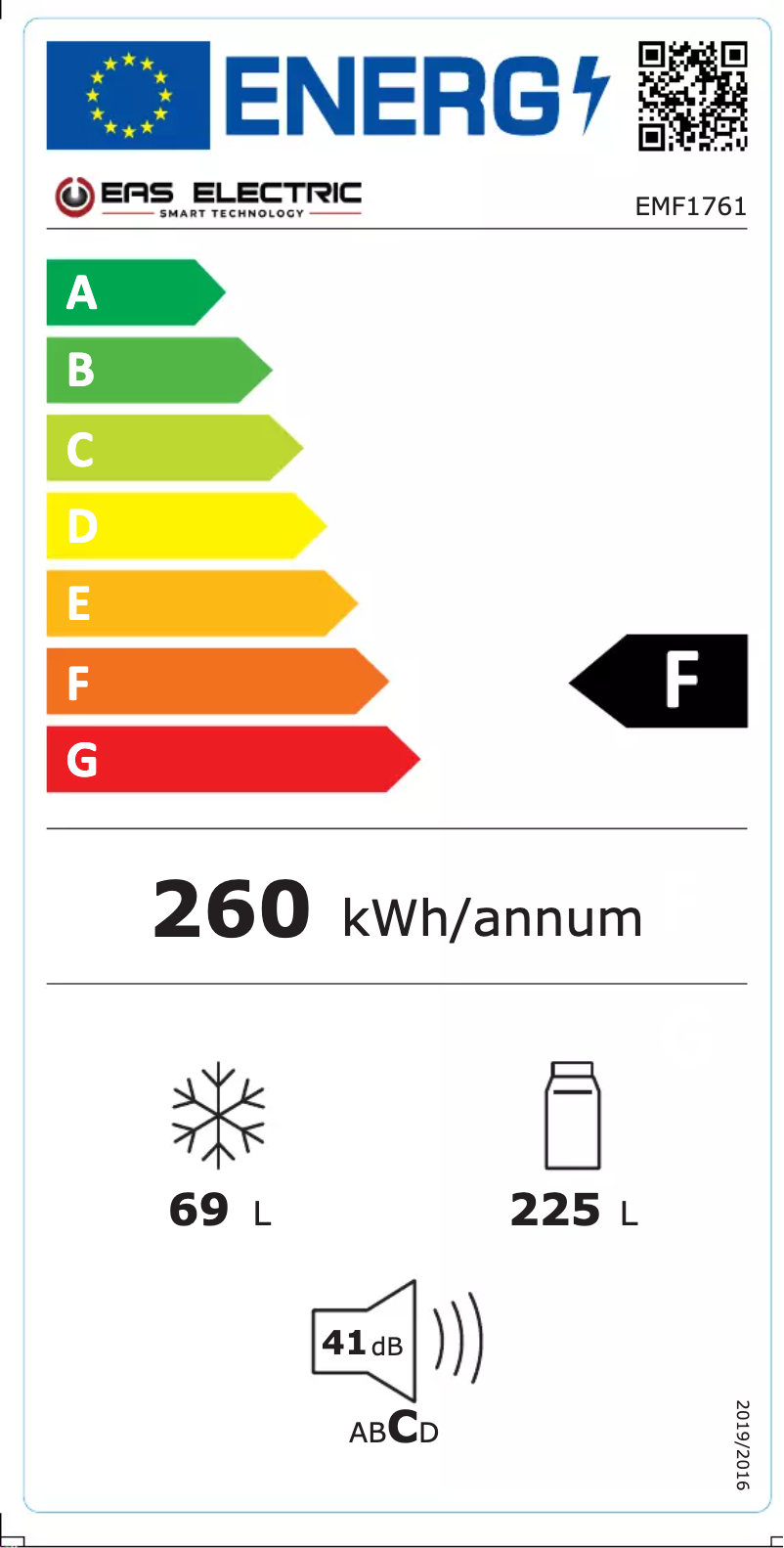 Page n°1 - Label énergétique EAS Electric EMF1761