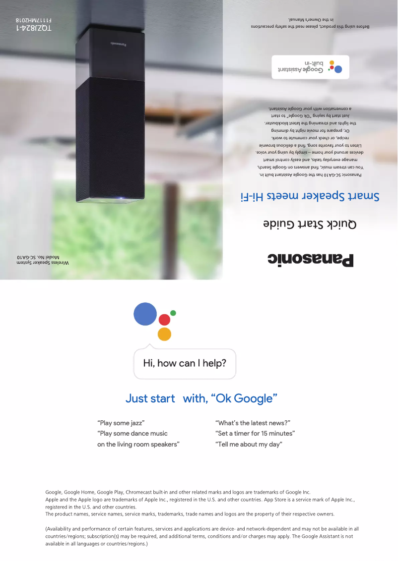 Page 1 de la notice Guide de démarrage rapide Panasonic SC-GA10
