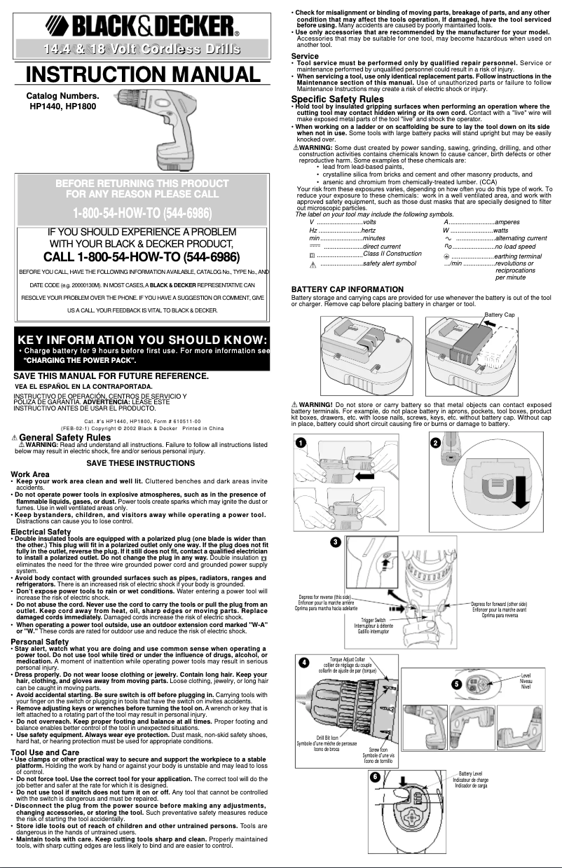 Page 1 de la notice Manuel utilisateur Black & Decker HP1440