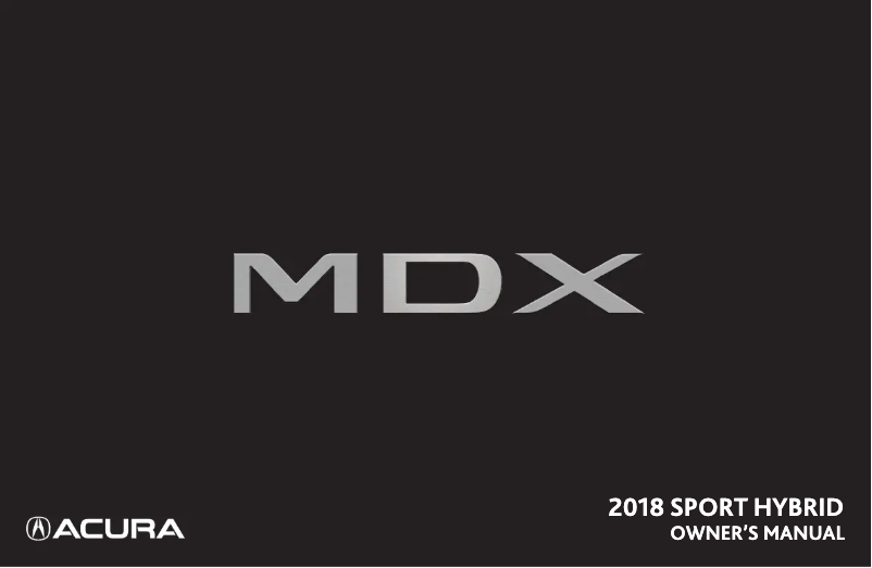 Page 1 de la notice Manuel utilisateur Acura MDX Sport Hybrid (2018)