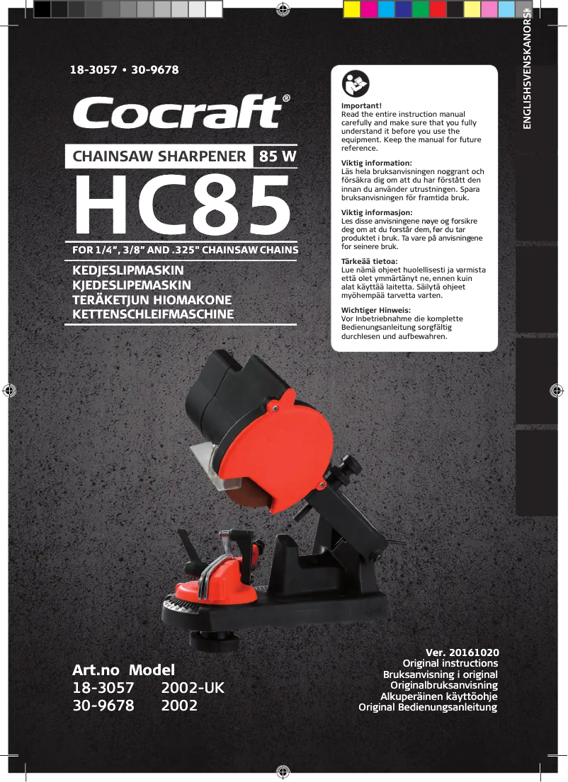 Page 1 de la notice Manuel utilisateur Cocraft HC85