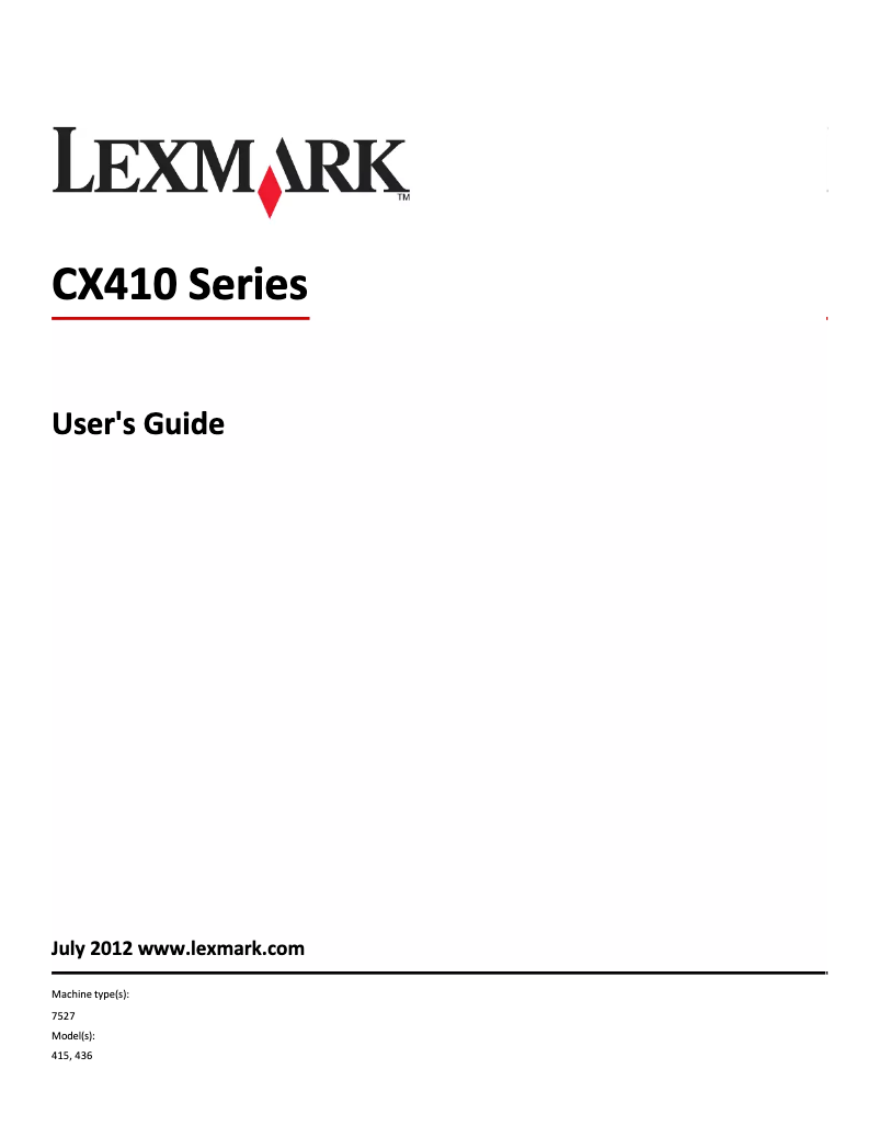 Page 1 de la notice Manuel utilisateur Lexmark CX410de