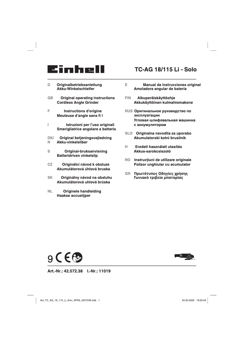 Image de la première page du manuel de l'appareil TC-TK 18 Li