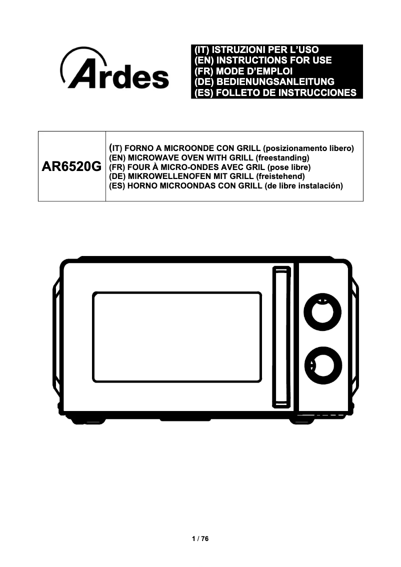 Página 1 del manual Instrucciones / montaje Ardes AR6520G