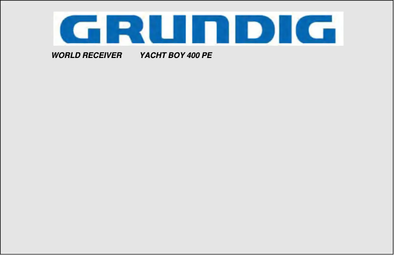 Image de la première page du manuel de l'appareil Yacht Boy 400 PE