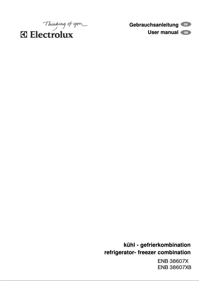Page 1 de la notice Manuel utilisateur Electrolux ENB 38607 X8