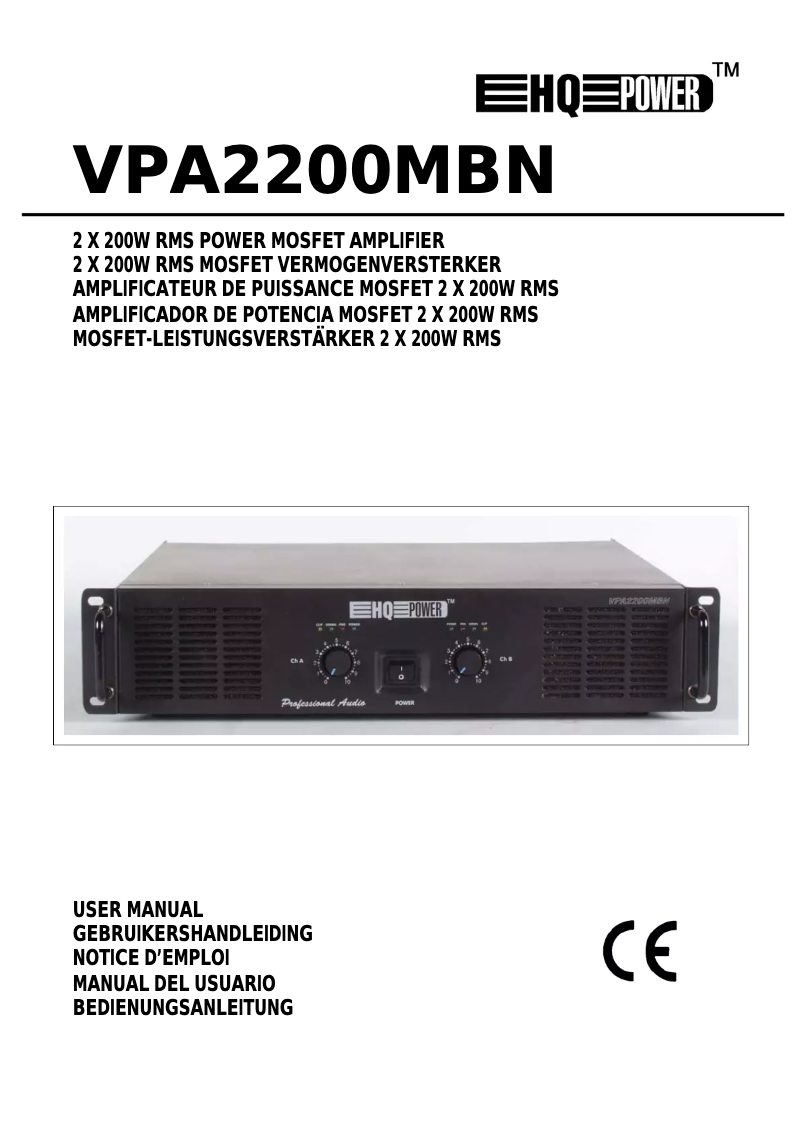 Page n°1 - Manuel utilisateur HQ Power VPA2200MBN