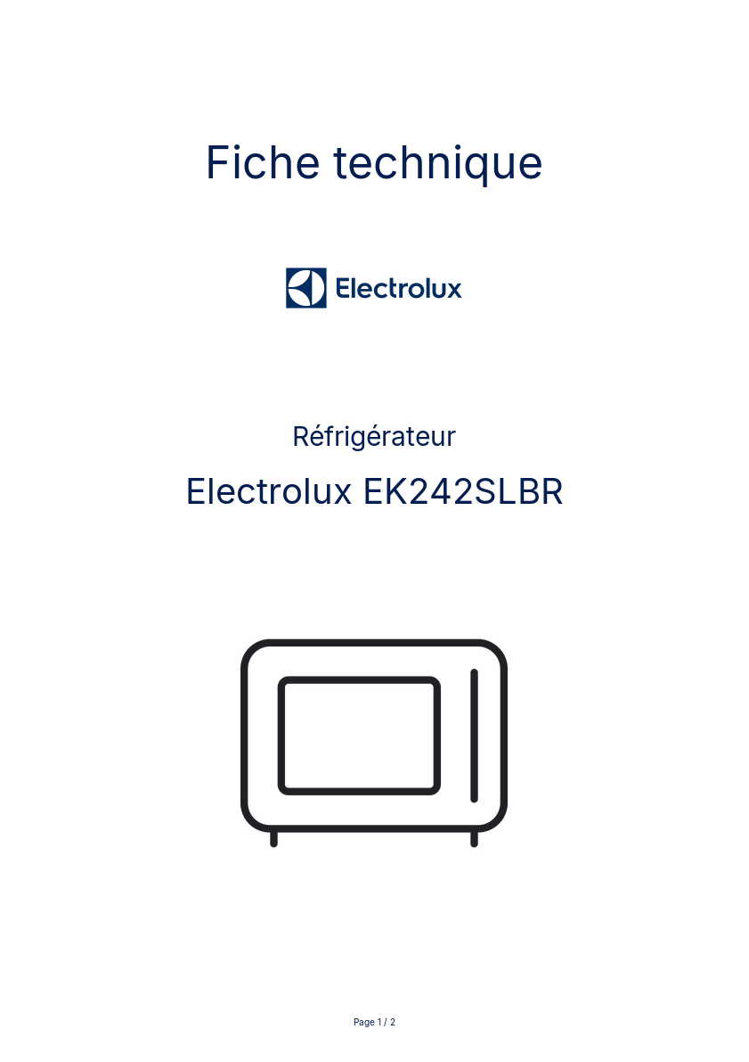 Page n°1 - Fiche technique Electrolux EK242SLBR