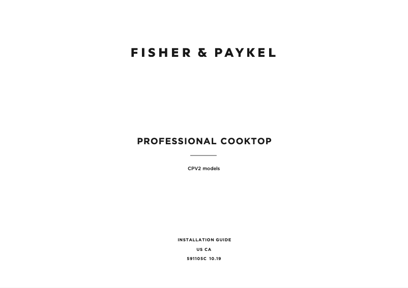 Page 1 de la notice Guide d'installation Fisher & Paykel CPV2-488N