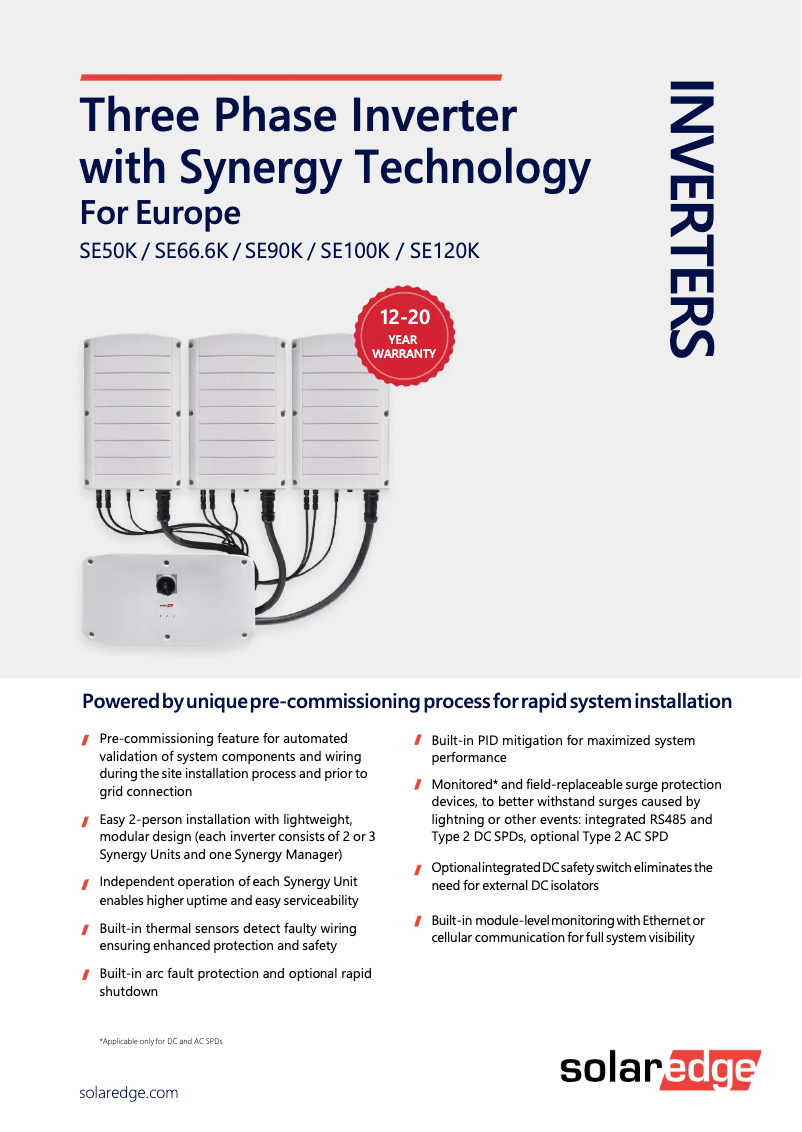 Image de la première page du manuel de l'appareil SE100K-RW00IBPM4