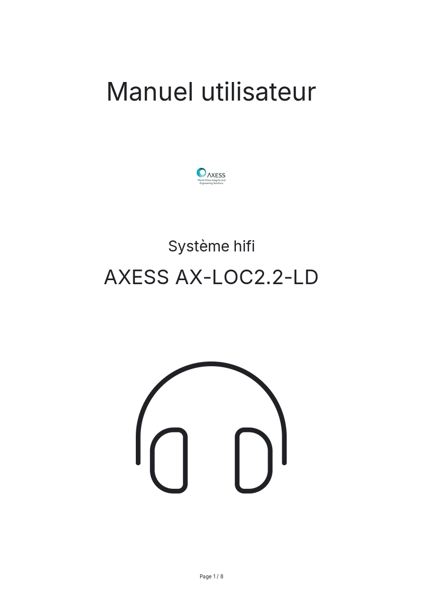 Page n°1 - Manuel utilisateur AXESS AX-LOC2.2-LD