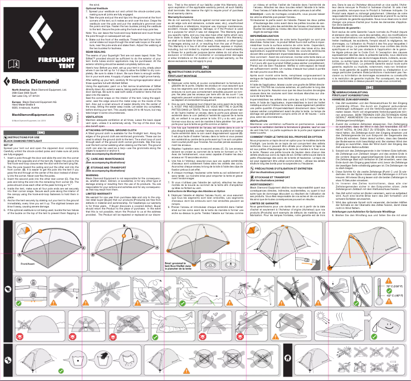 Page 1 de la notice Manuel utilisateur Black Diamond FirstLight 2P