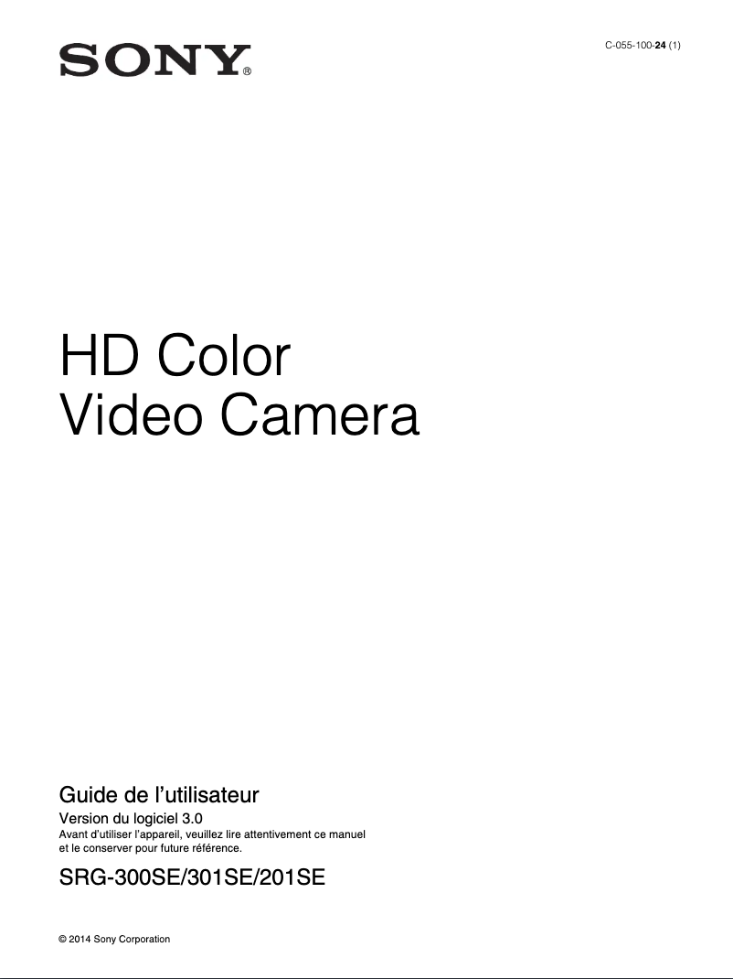 Page 1 de la notice Manuel utilisateur Sony SRG-300SEW