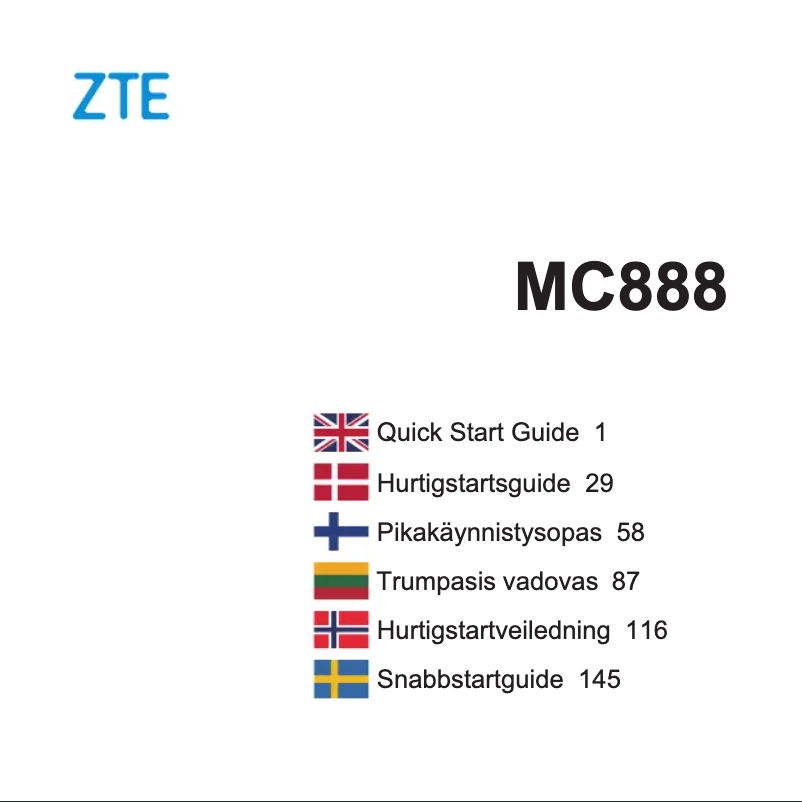 Page n°1 - Manuel utilisateur ZTE MC888