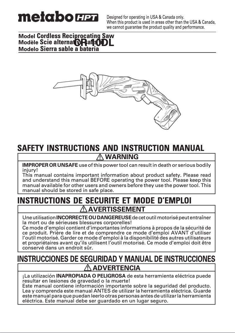 Page n°1 - Manuel utilisateur HiKOKI CR10DL