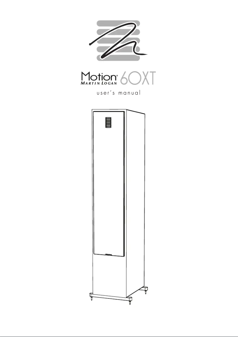 Page 1 de la notice Manuel utilisateur Martin Logan Motion 60XT