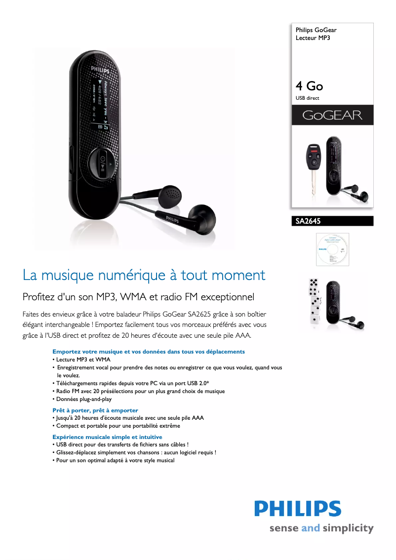 Page n°1 - Fiche technique Philips GoGear SA2645