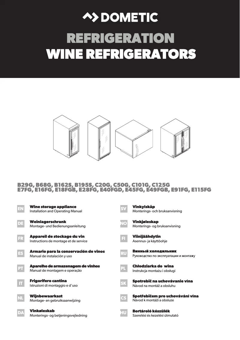 Page 1 de la notice Manuel utilisateur Dometic E91FG