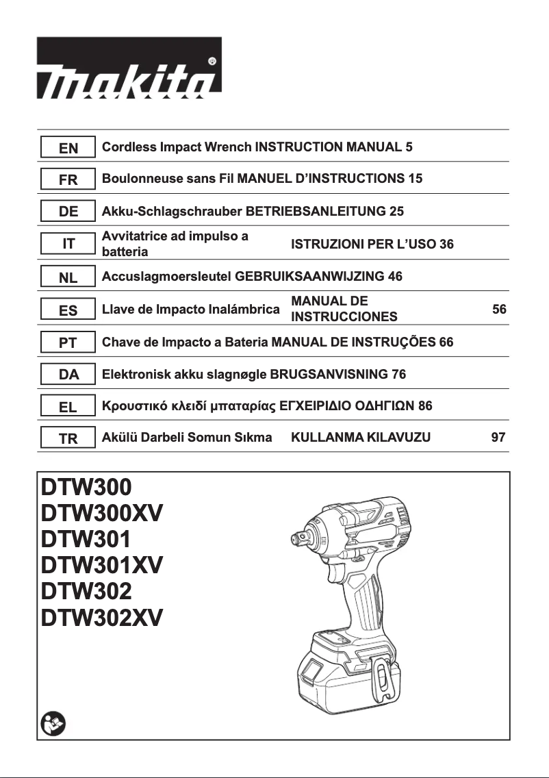 Page 1 de la notice Manuel utilisateur Makita DTW300RTJ