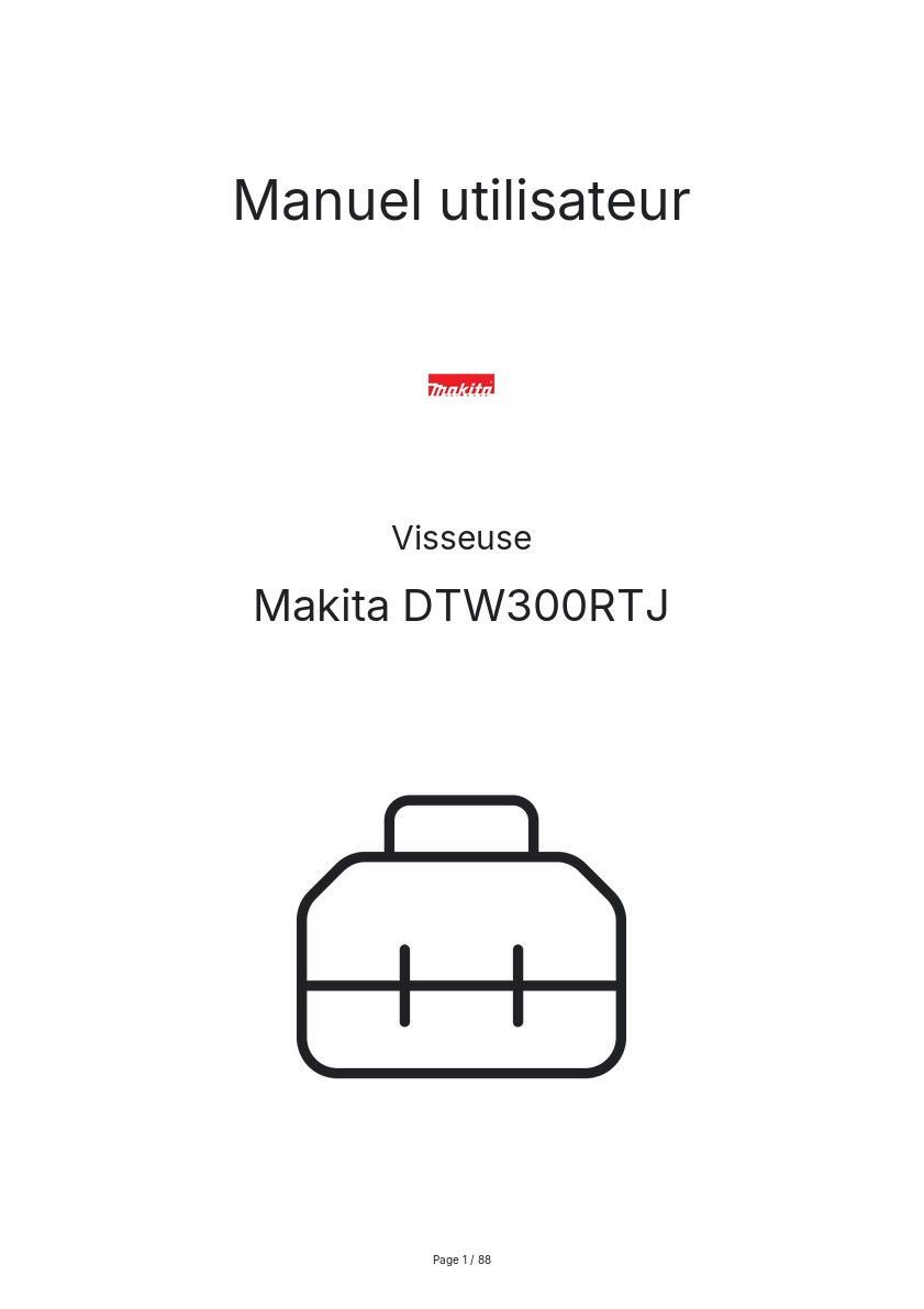 Page n°1 - Manuel utilisateur Makita DTW300RTJ