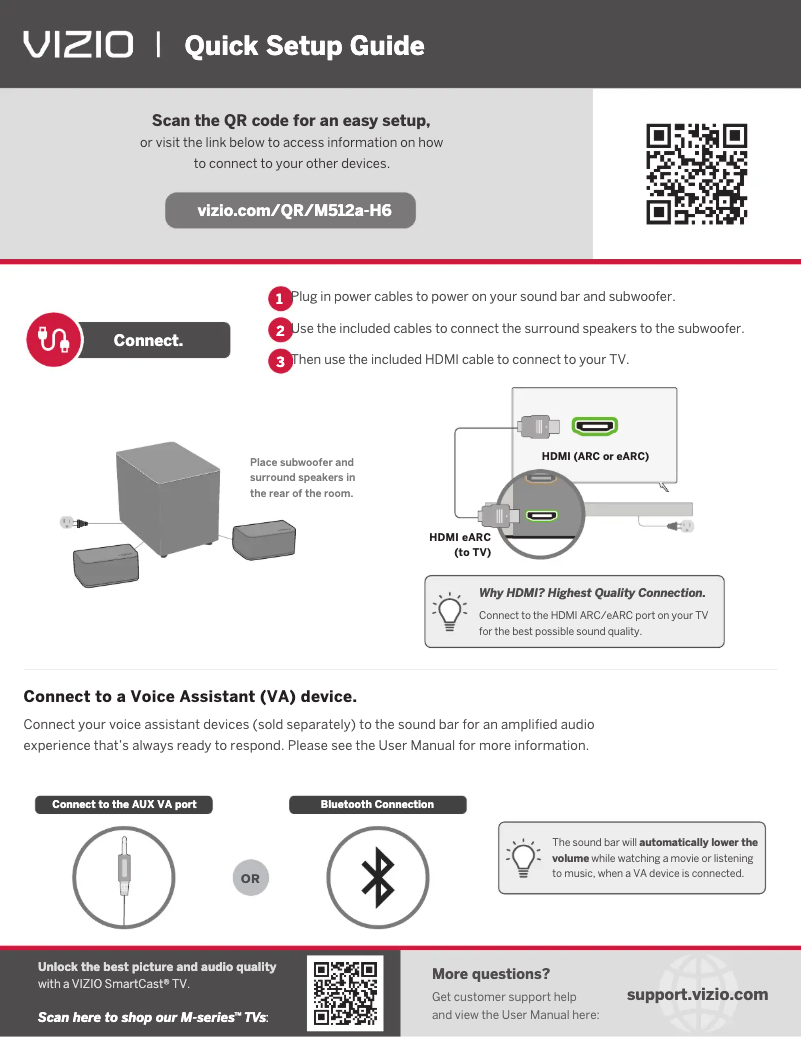 Page 1 de la notice Guide de démarrage rapide VIZIO M512a-H6