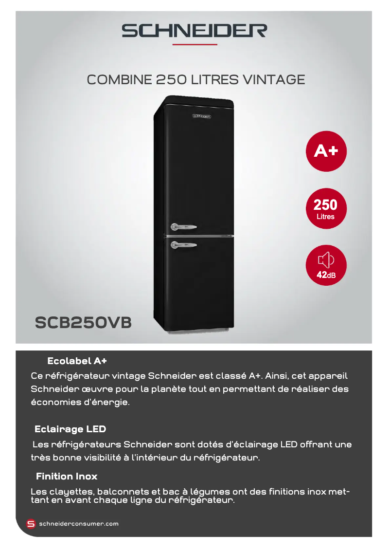 Page 1 de la notice Fiche technique Schneider SCB250V