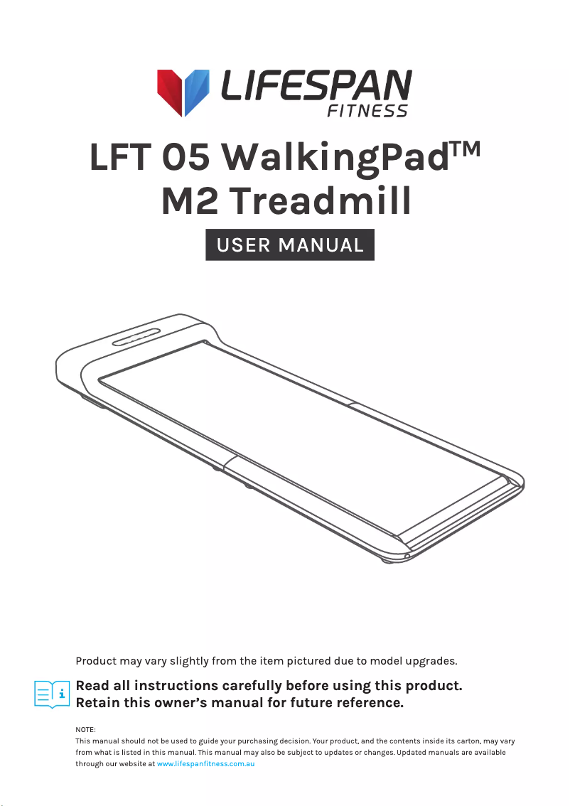 Page 1 de la notice Manuel utilisateur LifeSpan WalkingPad M2