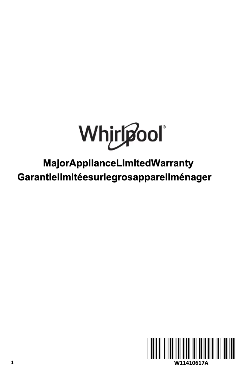 Page 1 de la notice Informations de garantie Whirlpool WMMF5930PW