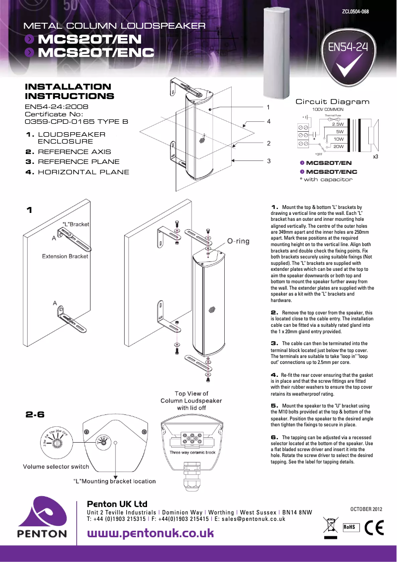 Page 1 of the manual User Manual Penton MCS20T/ENC