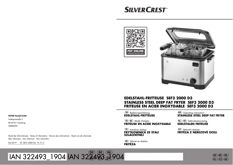 Page 1 de la notice Manuel utilisateur SilverCrest SEF 2000 A1
